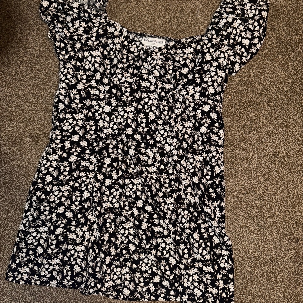 No Boundaries Black and White floral  mini dress